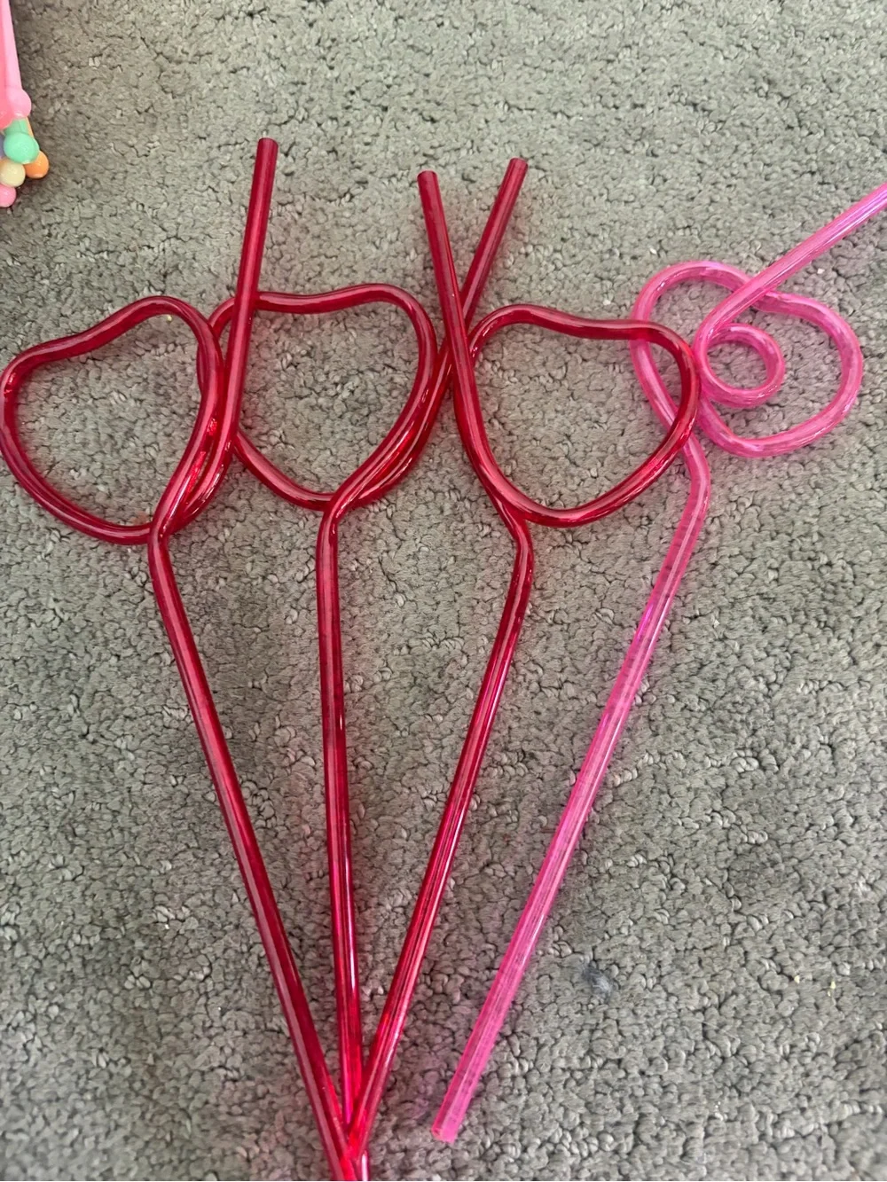 Valentine's Day Party Favor Pack - Pink Heart Picks & Straws